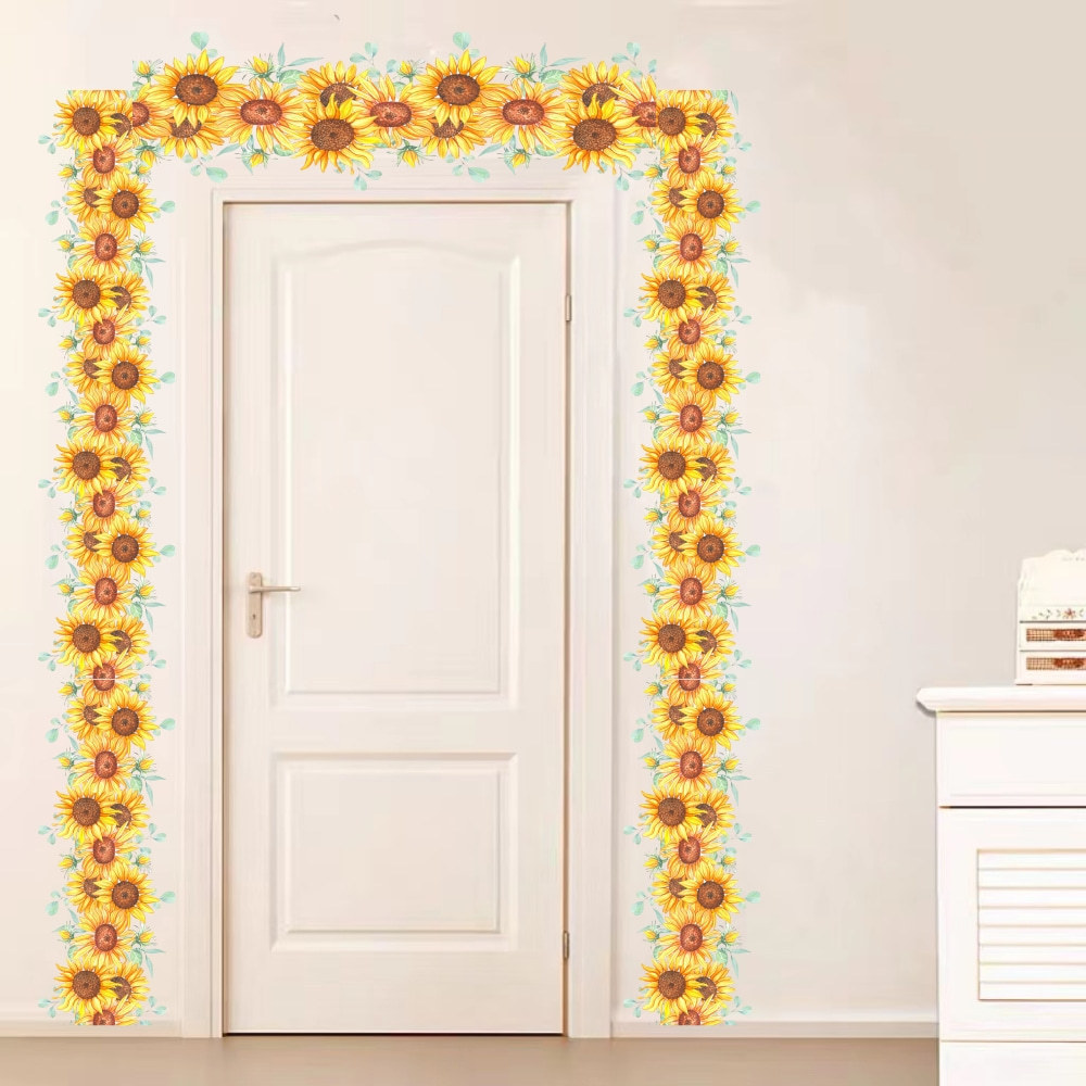 Yiyao Sunflower Decal Sticker for Living Room Bedroom Self adhesive Removable Wall Decal