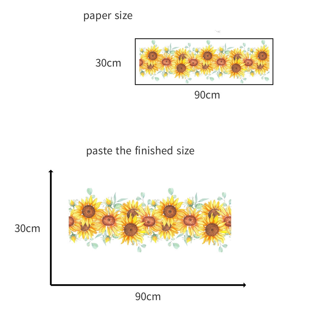 Yiyao Sunflower Decal Sticker for Living Room Bedroom Self adhesive Removable Wall Decal