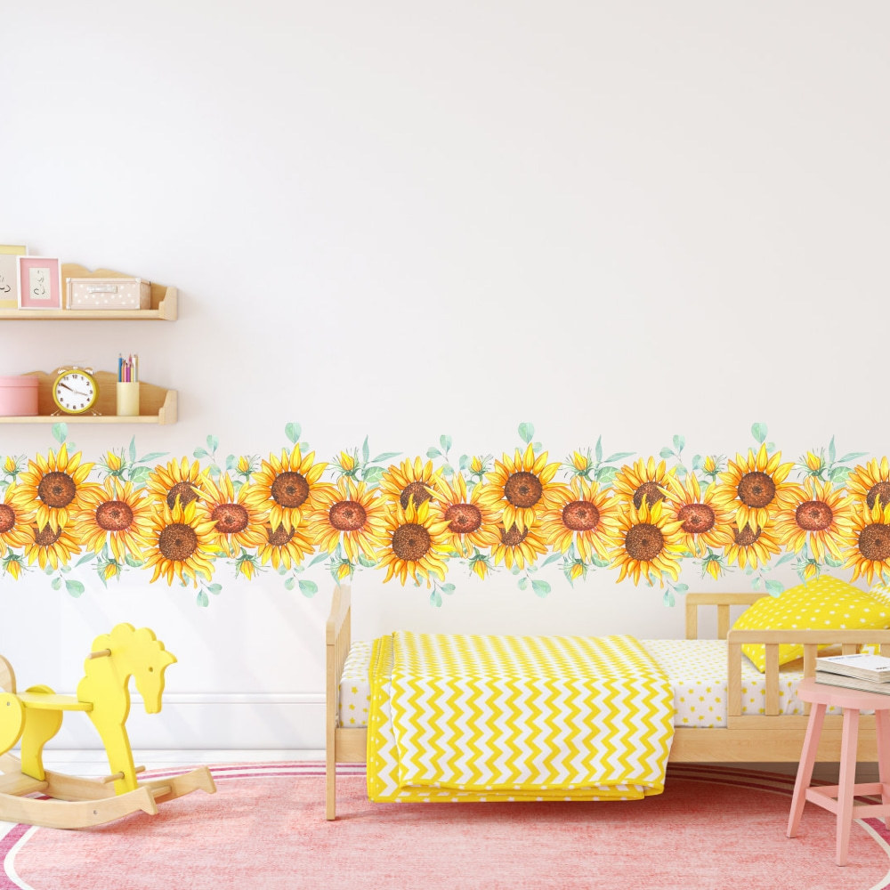 Yiyao Sunflower Decal Sticker for Living Room Bedroom Self adhesive Removable Wall Decal