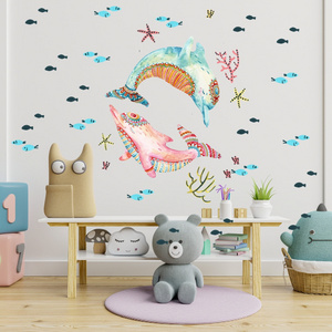 YiYao Creative Underwater Couple Dolphin Wall Decal Girl Heart Bedroom Beautification Decoration Waterproof Sticker