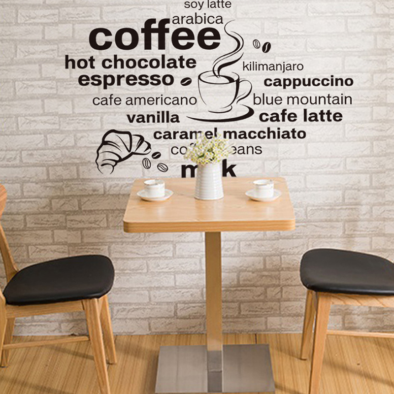 YIYAO English Inspirational Coffee Vinyl Quotes Wall Lettering Stickers Home Art