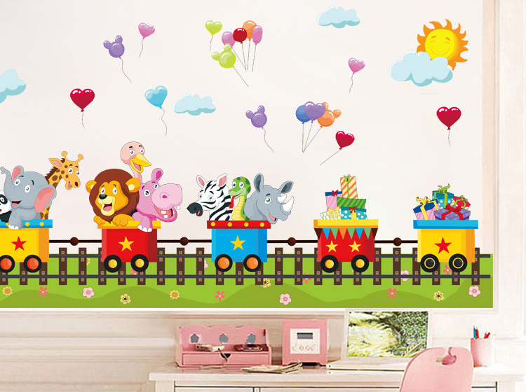 YIYAO Animal Train Balloons Wall Decals Art Decor Wall Stickers