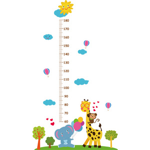 Education cartoon kids height measurement wall sticker animal growth chart rules sticker