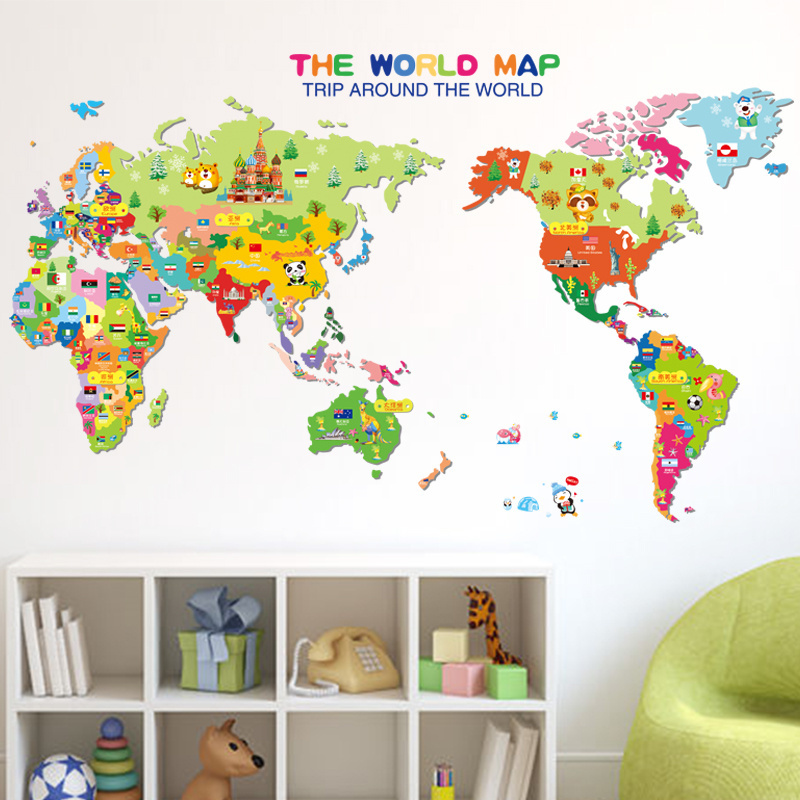 Promotional Gifts nursery Use printing Wall Map sticker