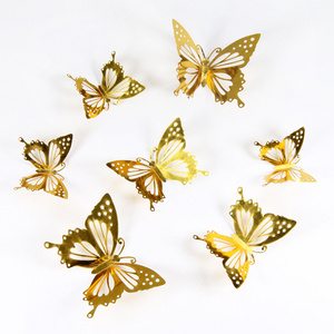 Laser 3D 12pcs Gold Hollow-Out Butterfly Wall Decor Stickers Gold butterfly Wall stickers