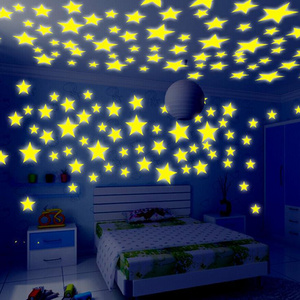 YIYAO 100pcs/Bag Cheap fluorescent star night 3D Shining glow sticker party decoration