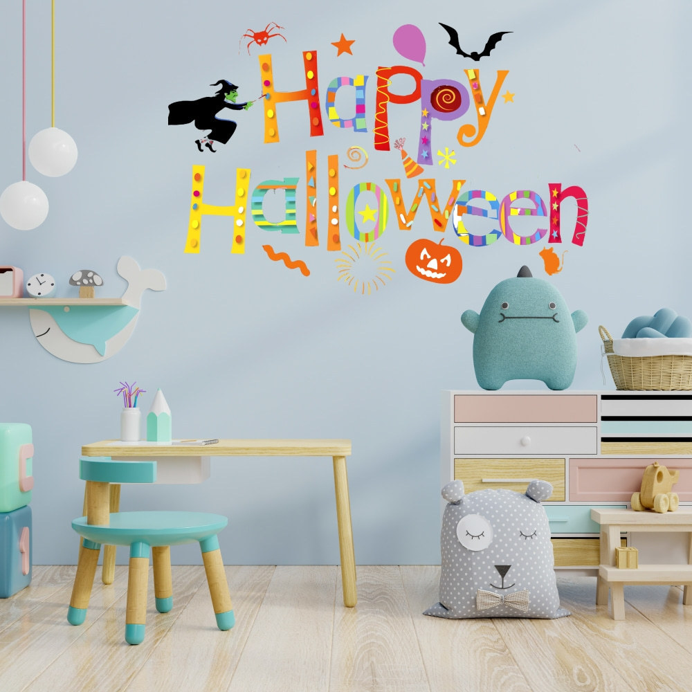 Yiyao Happy Halloween Halloween Colorful Banner Wall Decal Children's Room Window Glass Beautification Sticker