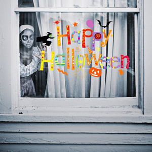 Yiyao Happy Halloween Halloween Colorful Banner Wall Decal Children's Room Window Glass Beautification Sticker