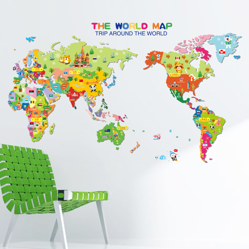 Promotional Gifts nursery Use printing Wall Map sticker