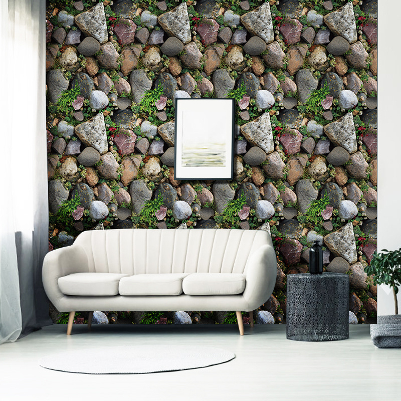 YIYAO Popular 3d Wall Paper Pvc Decorative Roll Stone Modern Wallpapers Tile Waterproof 3d Pvc Wall Panels 1pc/opp Bag