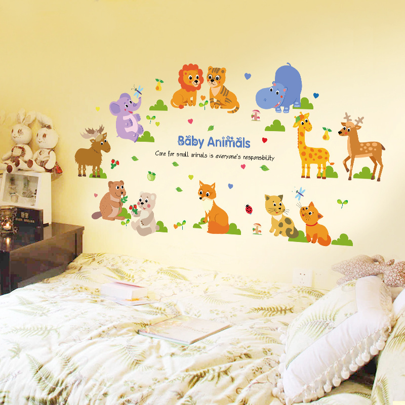 YIYAO Fantasy Jungle Theme Baby Forest Elephant Giraffe Wall Art Wall Sticker