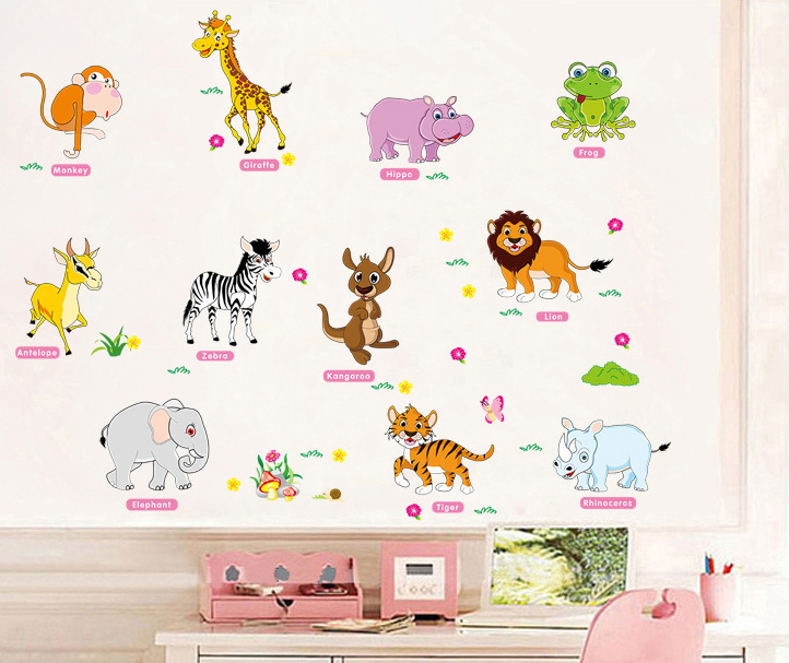 YIYAO ABC Stickers Alphabet Animal Wall Decals for Classroom