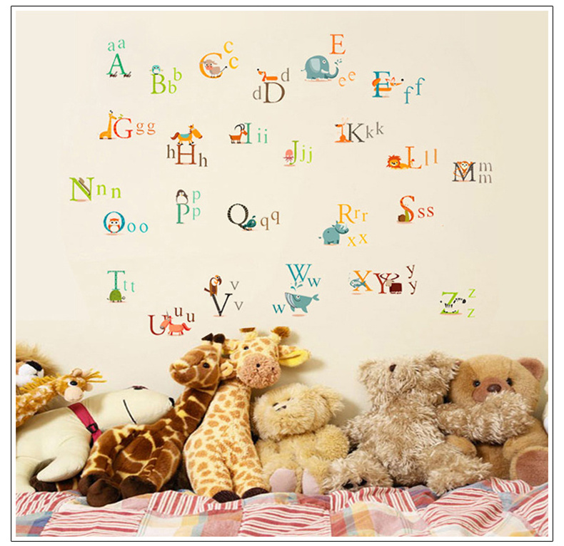 YIYAO ABC Stickers Alphabet Animal Wall Decals for Classroom