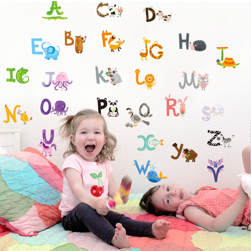 YIYAO ABC Alphabet Animal Alphabet Wall Decals Classroom Wall Letters Stickers