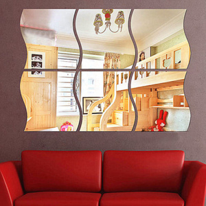 YIYAO Flexible Non Glass Acrylic Mirror Sheet Tiles Self Adhesive Plastic Wall Stickers Mirror