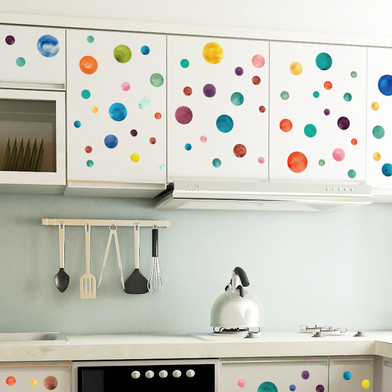 YIYAO Polka Dot Wall Decals Multicolor Peel and Stick Wall Stickers