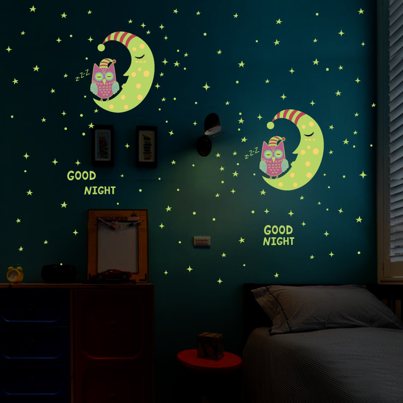 YIYAO Moon Glow Wall Stickers Fairy Glow Stickers and Stars Wall Decals