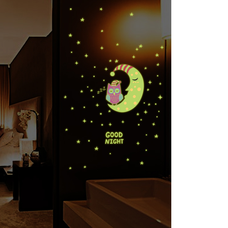 YIYAO Moon Glow Wall Stickers Fairy Glow Stickers and Stars Wall Decals