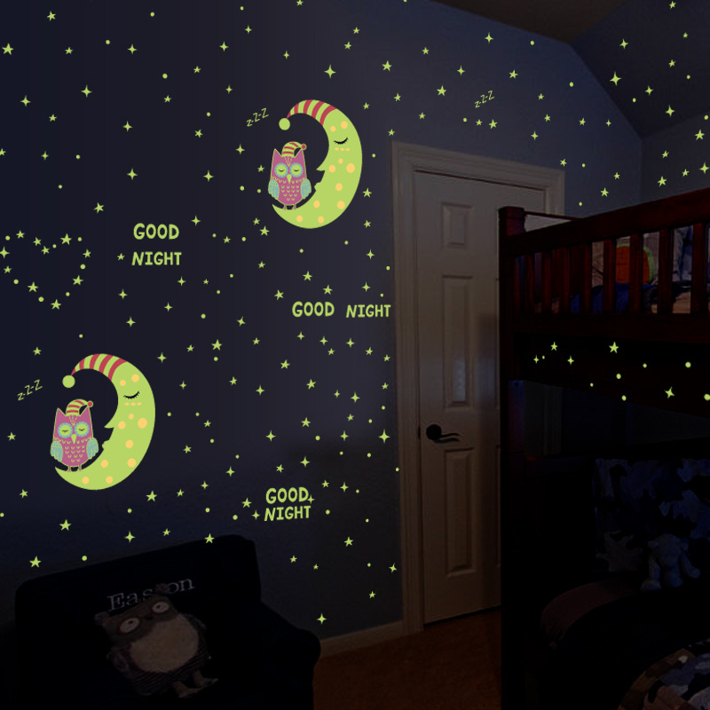 YIYAO Moon Glow Wall Stickers Fairy Glow Stickers and Stars Wall Decals