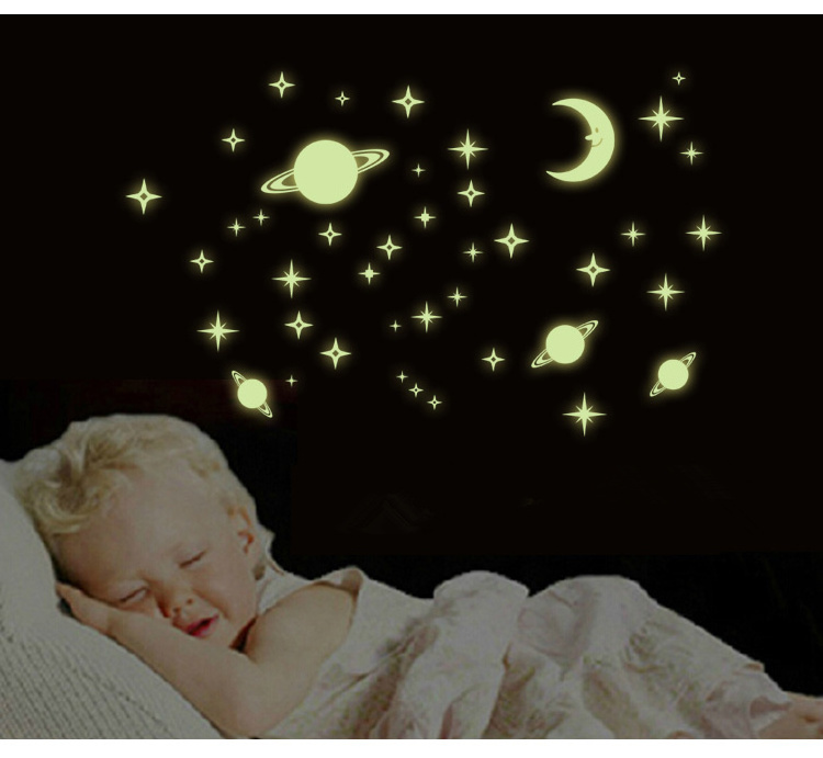 YIYAO Glow in The Dark Stars Planets Ceiling Wall Stickers Solar System Luminous Stickers