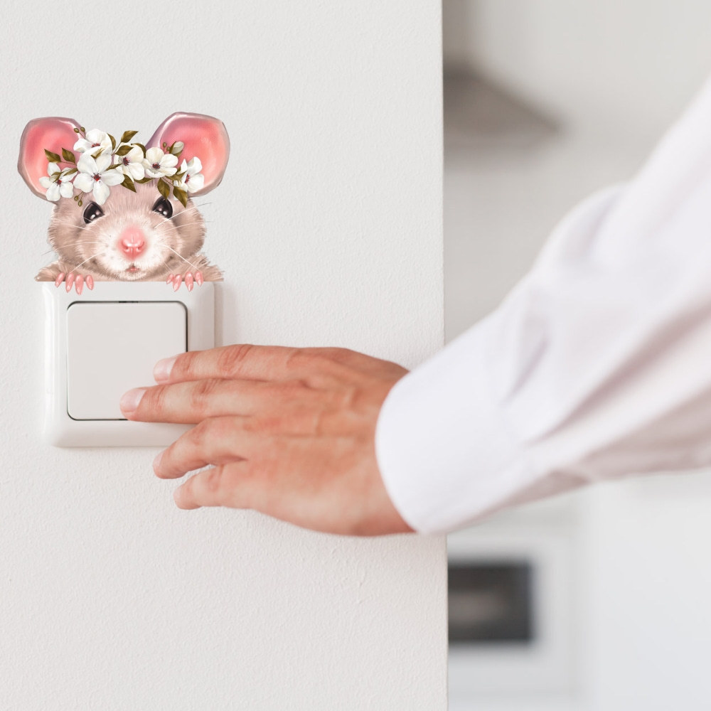 Yiyao Cute Mouse Switch Button Decorative Decal