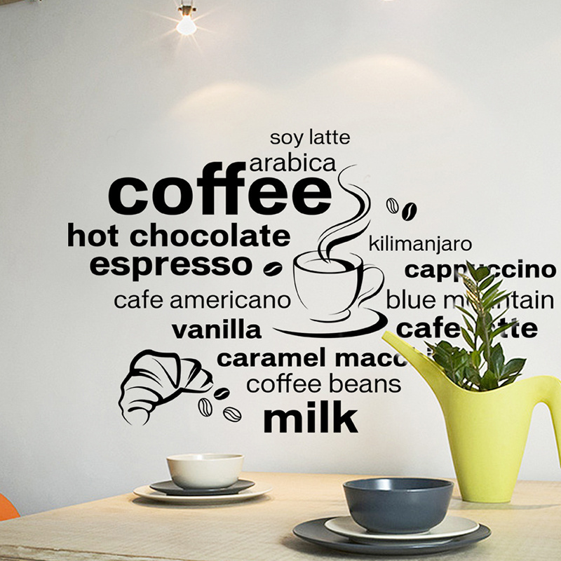 YIYAO English Inspirational Coffee Vinyl Quotes Wall Lettering Stickers Home Art