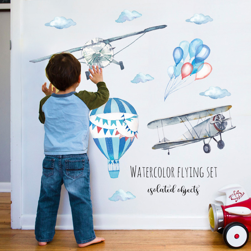 YIYAO Airplanes Nursery Boys Room Peel & Stick Wall Art Sticker Decals