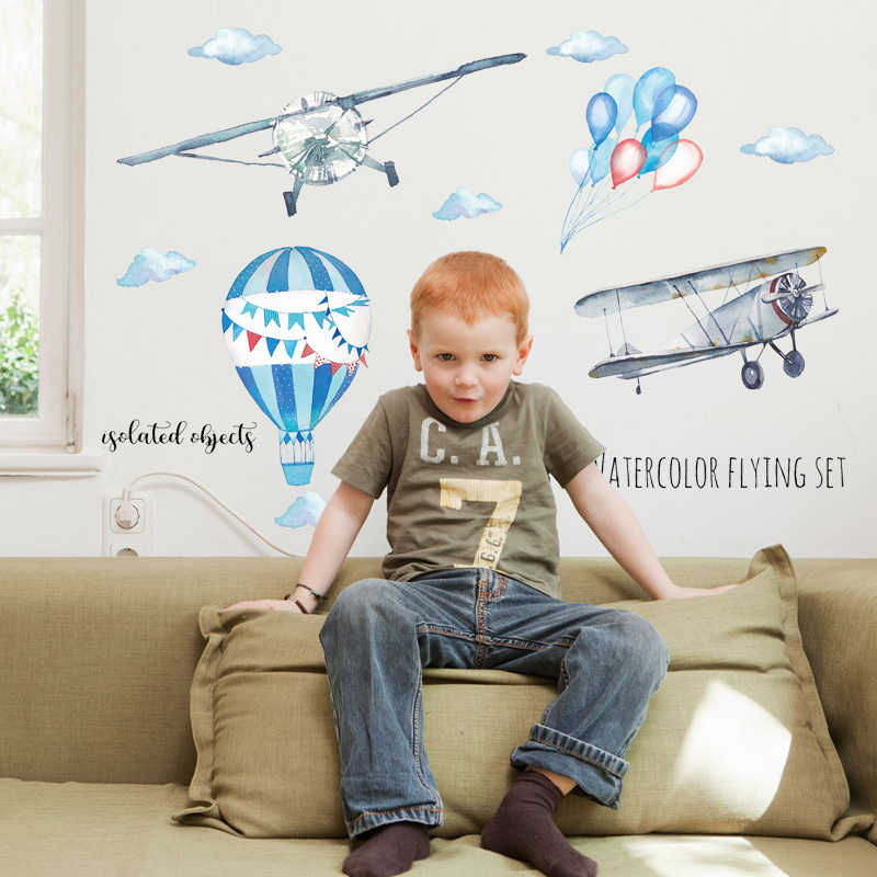 YIYAO Airplanes Nursery Boys Room Peel & Stick Wall Art Sticker Decals