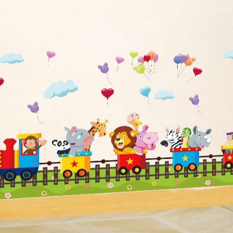 YIYAO Animal Train Balloons Wall Decals Art Decor Wall Stickers