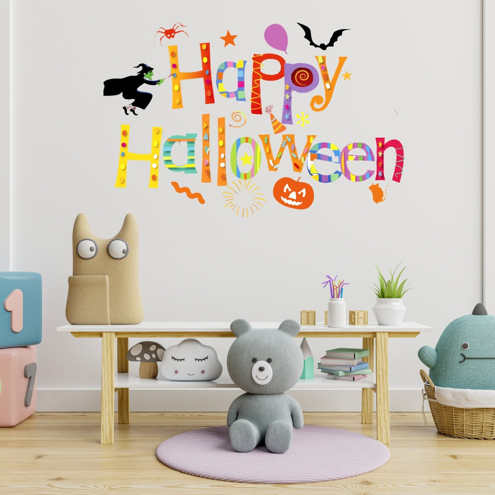 Yiyao Happy Halloween Halloween Colorful Banner Wall Decal Children's Room Window Glass Beautification Sticker