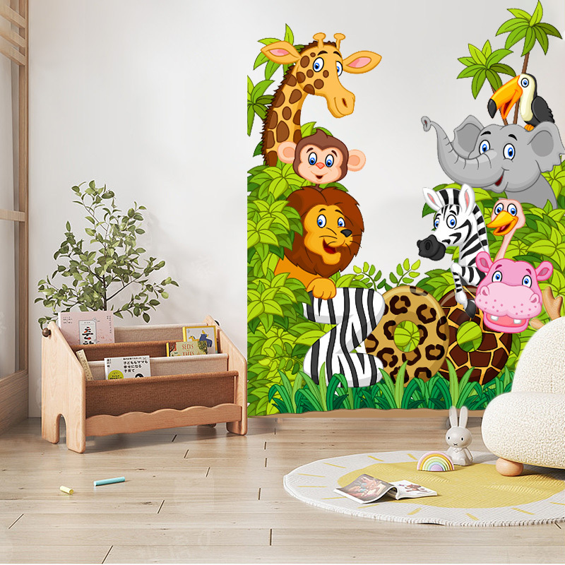 Yiyao Cartoon Animal Zoo self-adhesive removable wall sticker for kids room