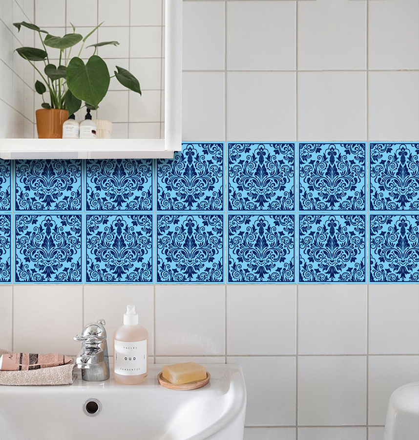 Tile Stickers Traditional Bathroom & Kitchen Tile Decals Easy to Apply Just Peel & Stick Home