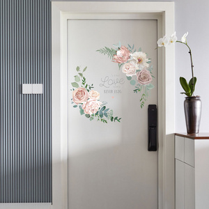 YiYao Factory hot selling home decor Flower Printed Removable Custom Decorative Door Sticker For Home Decal