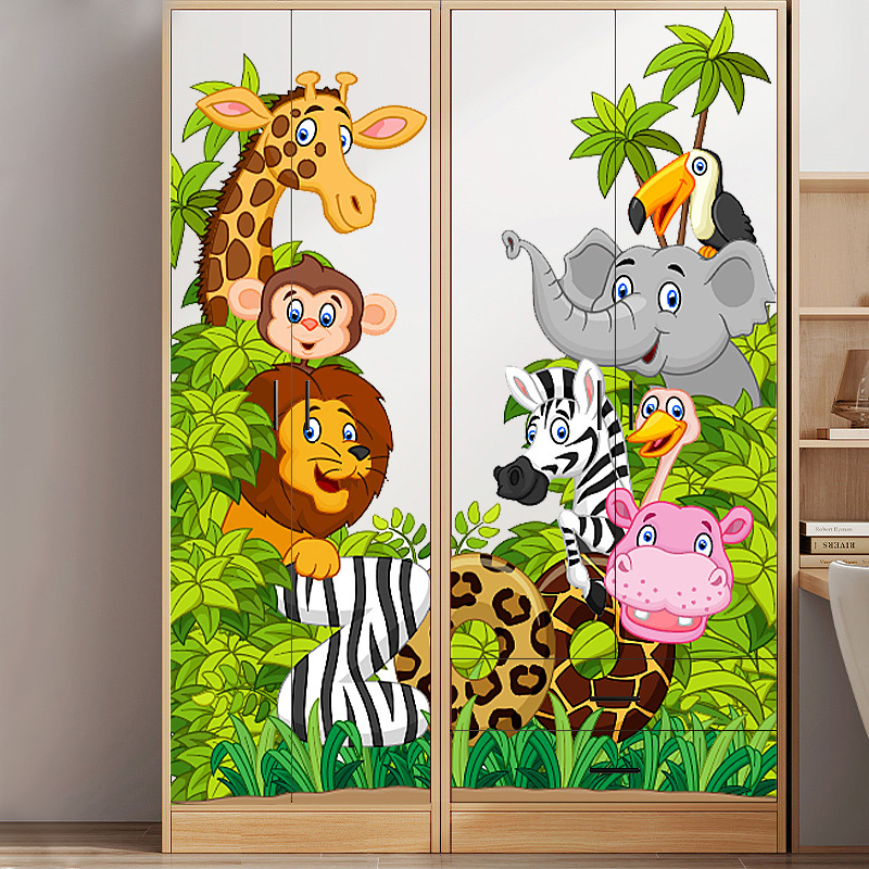 Yiyao Cartoon Animal Zoo self-adhesive removable wall sticker for kids room