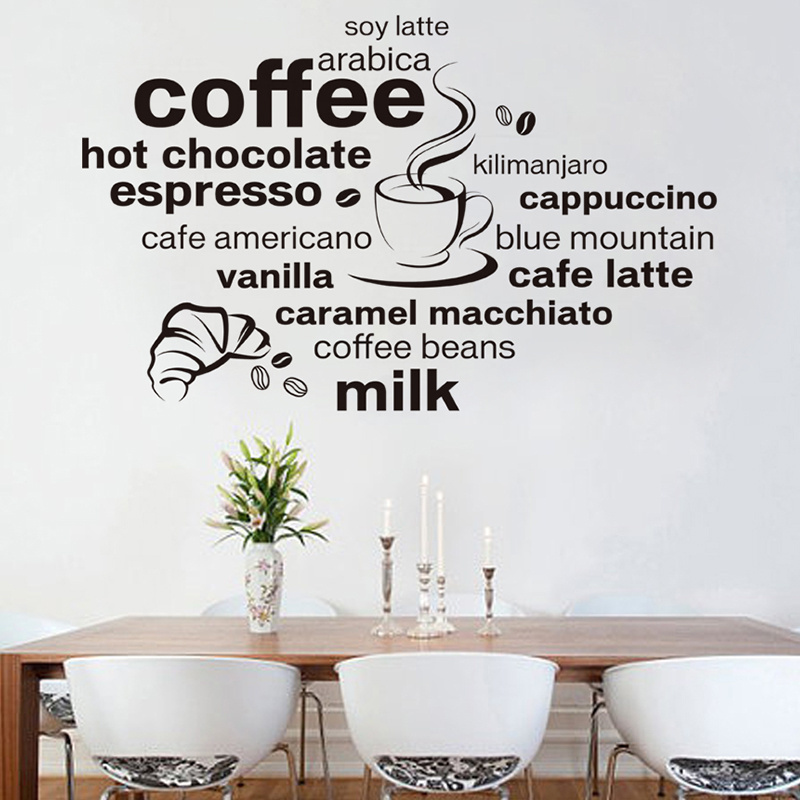 YIYAO English Inspirational Coffee Vinyl Quotes Wall Lettering Stickers Home Art