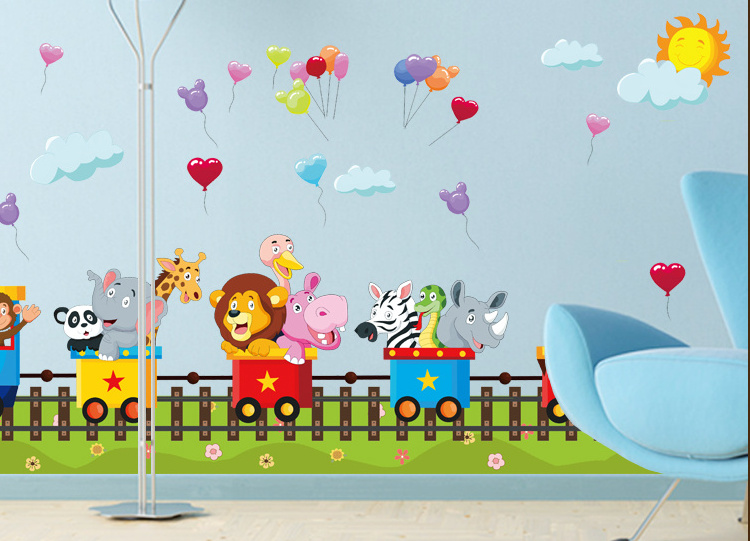 YIYAO Animal Train Balloons Wall Decals Art Decor Wall Stickers