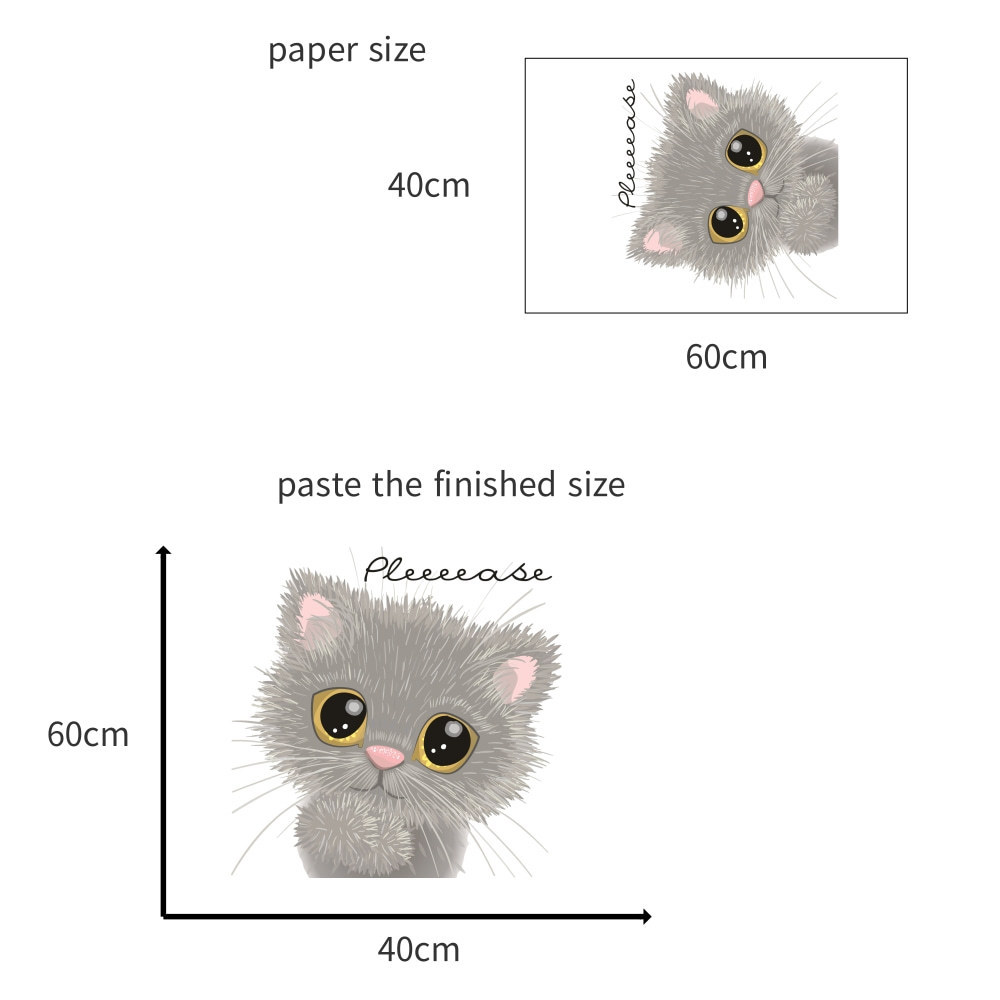 Yiyao Cute kitten cat self-adhesive removable cartoon wall sticker for bedroom