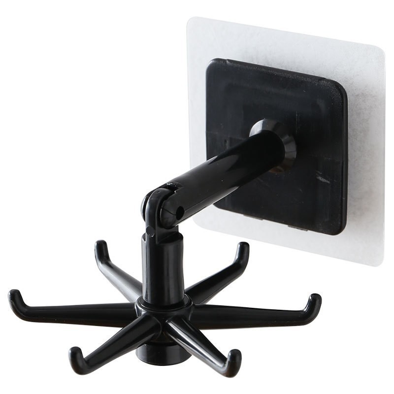 360 Degrees Rotated Household Wall-mounted Collapsible Rotating Hook Plastic Multi-hook Storage Rack