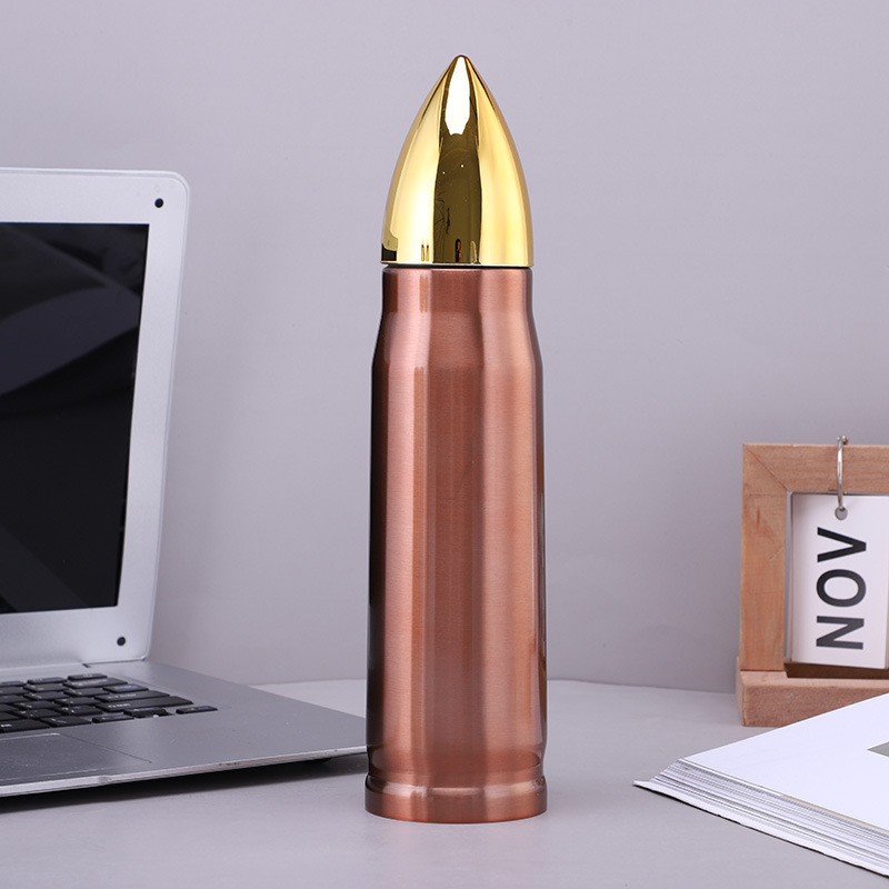 17 Oz 500ml Bullet Shaped Tumbler Blank Gold Bottle Vacuum Insulated Thermos Flask For Sublimation