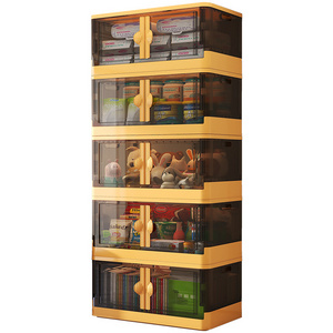 Custom Large Clear Plastic Double Doors Stackable Folding Container Organizer Cube Collapsible Storage Boxes Bins