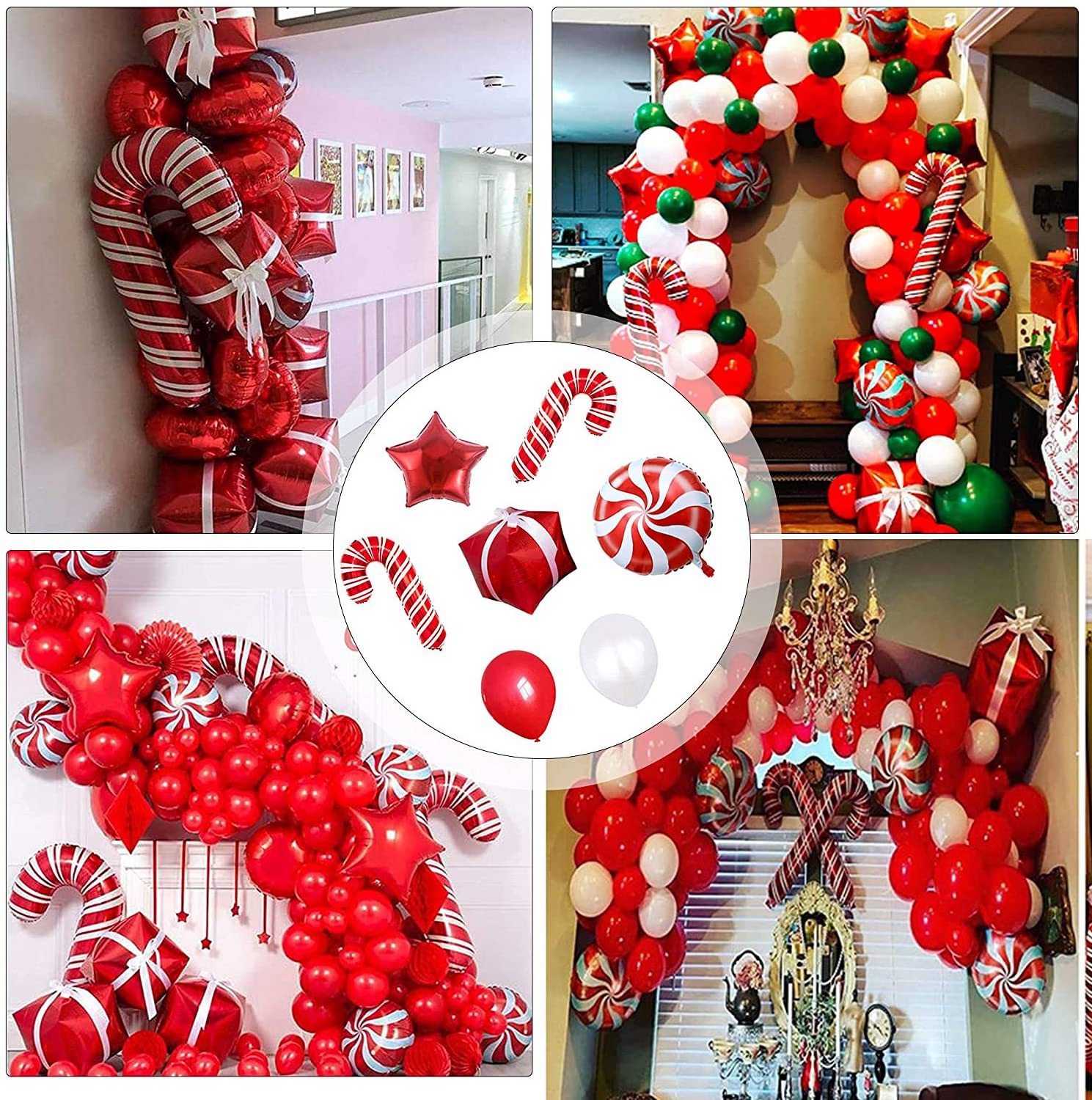 Christmas Balloons Party Decorations Red White Confetti Balloons Latex Balloons For Christmas New Year Holiday Birthday