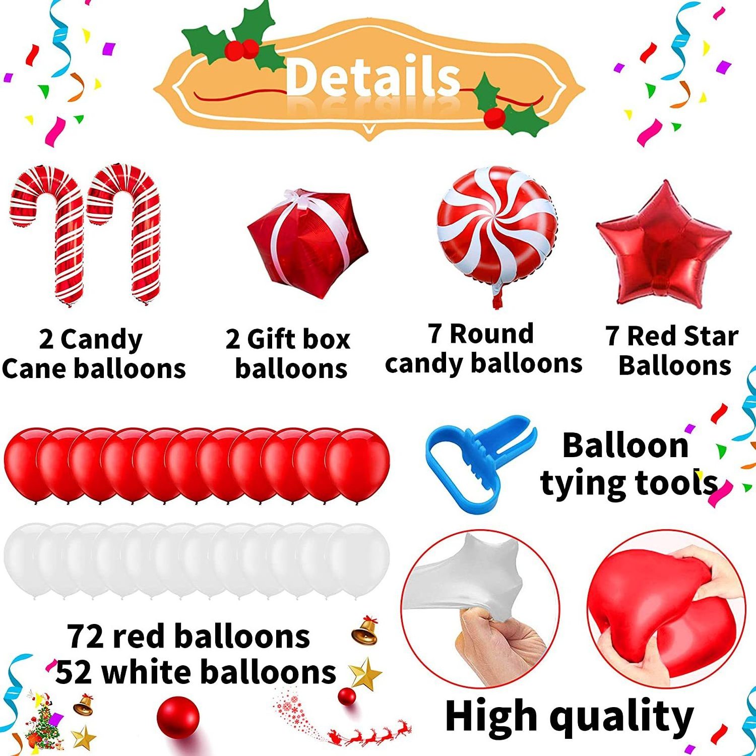 Christmas Balloons Party Decorations Red White Confetti Balloons Latex Balloons For Christmas New Year Holiday Birthday