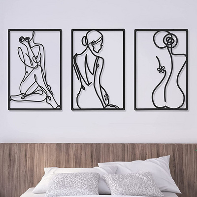 Put up Decor 3d Black Wood Line Painting Art Bedroom Living Room Minimalist Home Decor Wooden Wall Art