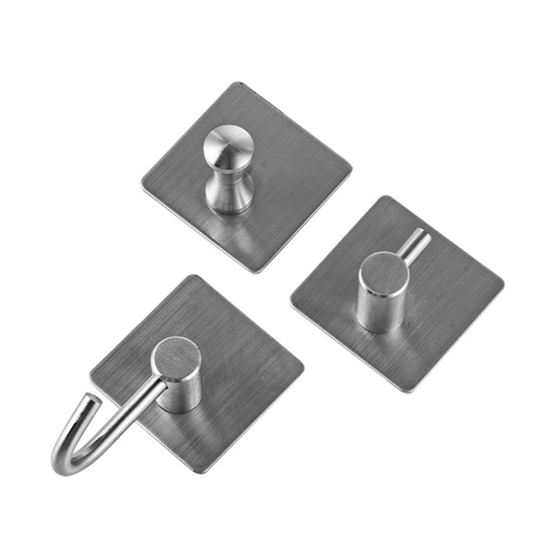 Adhesive Towel Hooks - Self Adhesive Robe Hooks Home Coat Hook Stainless Steel Bathroom Stick On Wall With Glue