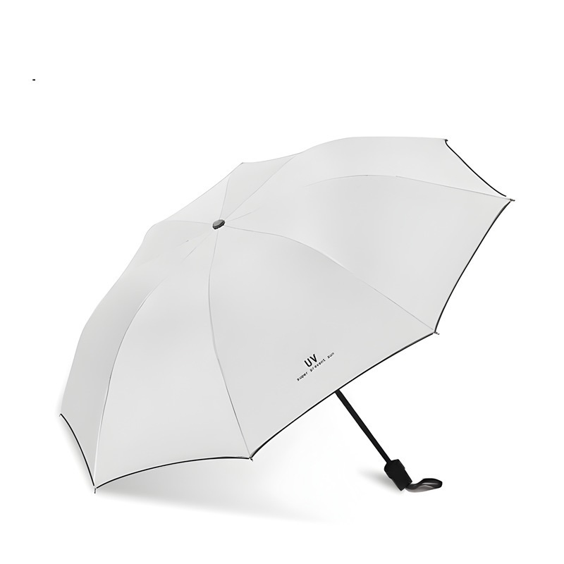 Promotional Pongee Handle 8 Ribs Fracture Manual Control Folding Sunscreen And Rain Umbrella For Women And Men