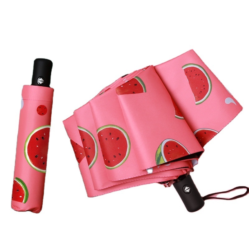 Wholesale Modern Lovely Automatic Folding Close Travel Fruit Sunshade Water Cover Long Handle Umbrella