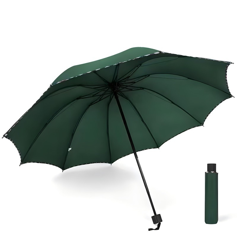 Big Size Hot Sale Factory Rain Umbrella With Uv Coating 10 Ribs Manual Open And Close 3 Folds Umbrella