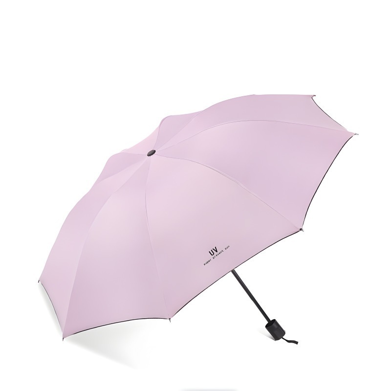 Promotional Pongee Handle 8 Ribs Fracture Manual Control Folding Sunscreen And Rain Umbrella For Women And Men