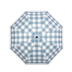 8k Fully Automatic Minimalist Checkered Pattern For Sunny And Rainy Collar With Retro Folding Umbrella