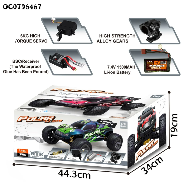 Factory Direct Sale 2.4G hobby grade monster rc car 1/8 scale big tires rock crawler truck RC car 4x4 high speed